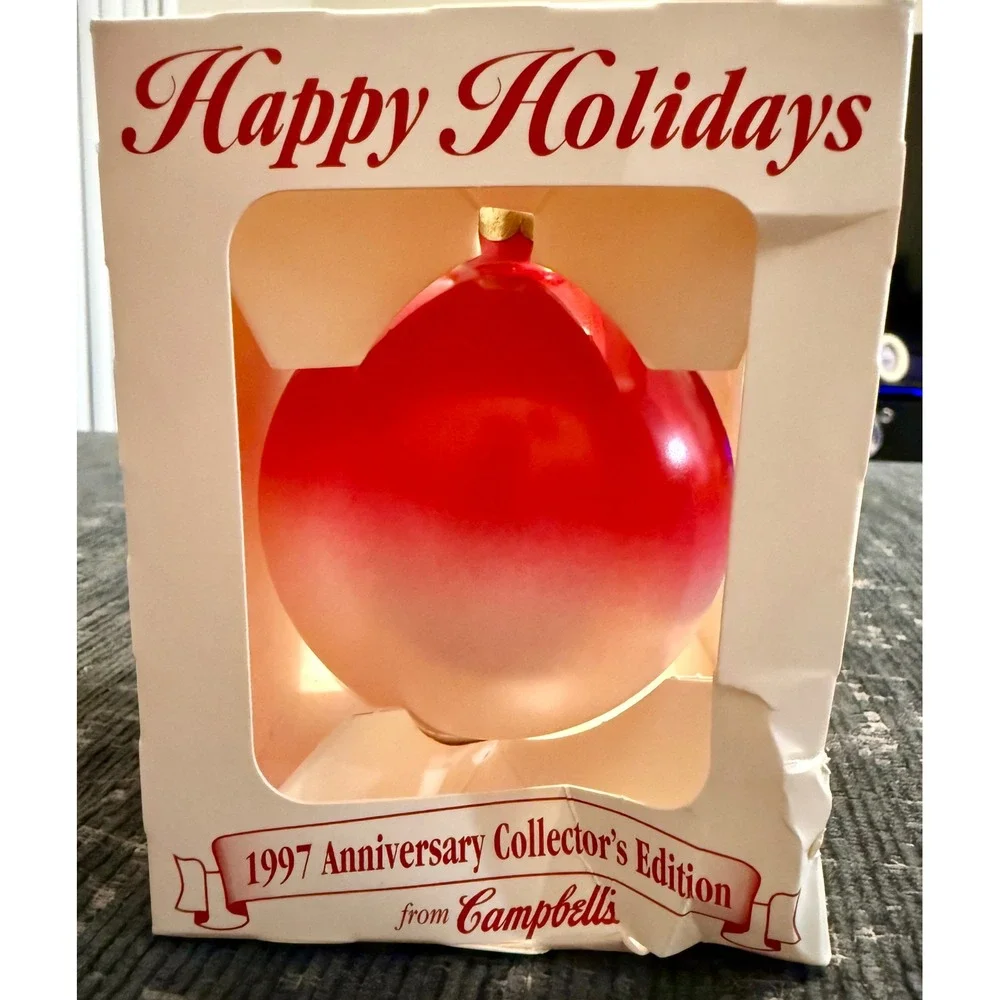 Campbell's Christmas Ornament 1997 Anniversary Collector's Edition Red Glass